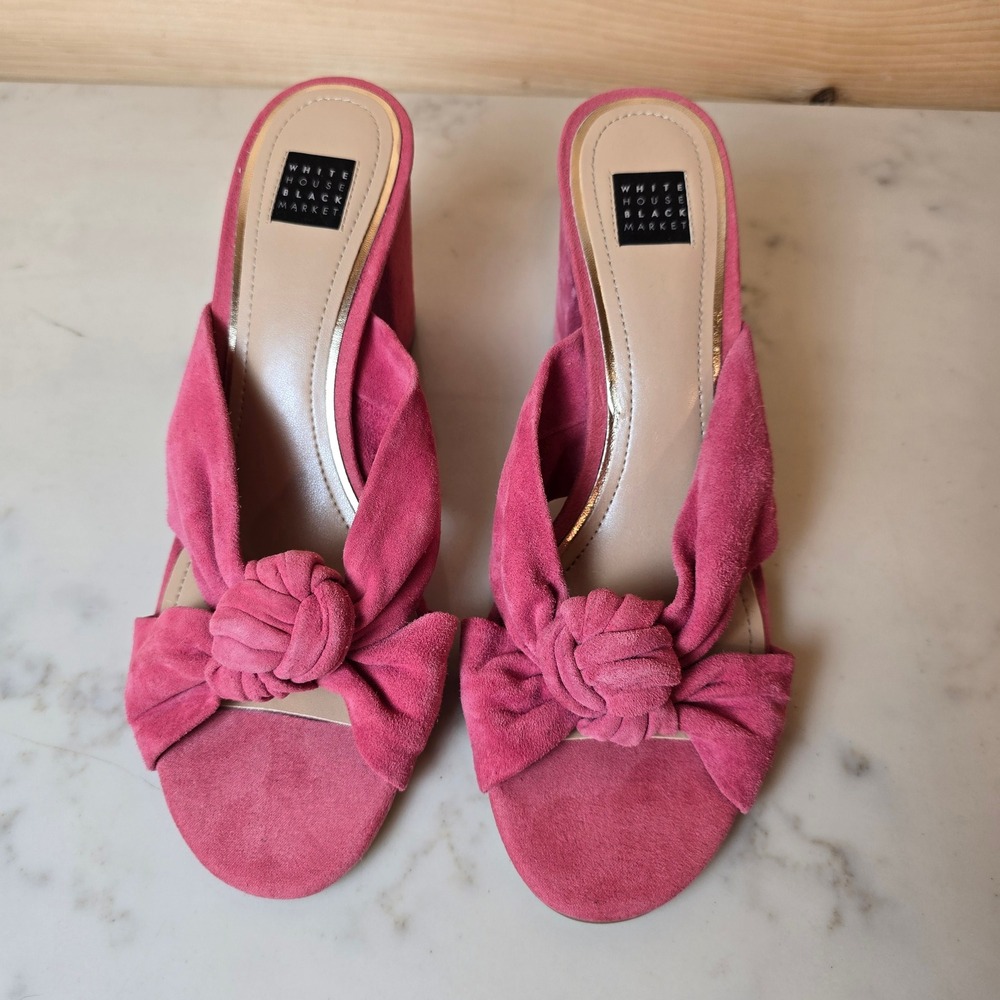 White House Black Market Heel Callie Pink Suede Leather Pump Womens 8 WHBM